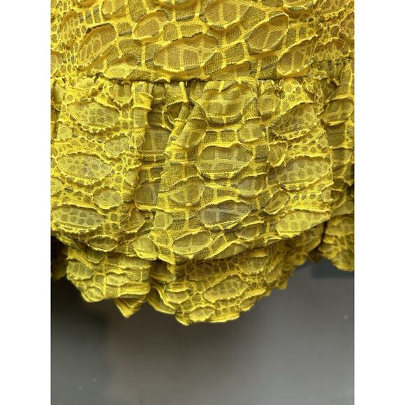 Muse Anthropologie Kick‎ Butt Dress Womens 4 Yellow Textured Short Ruffles - Picture 6 of 8